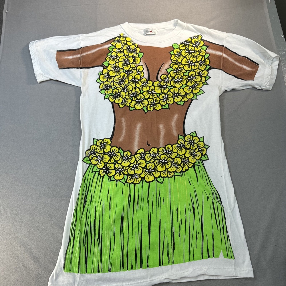VTG 90s Adult AOP Double Sided Beach Hawaiian Funny Cover Up Green T-Shirt Kelce